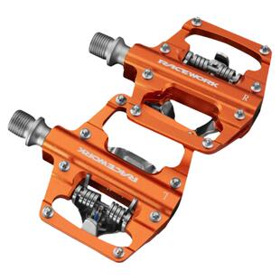 RACEWORK山地自行车脚踏铝合金培林超轻锁踏平踏板自锁双用脚蹬板