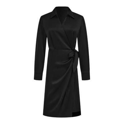 曼德诗高腰气质醋酸连衣裙