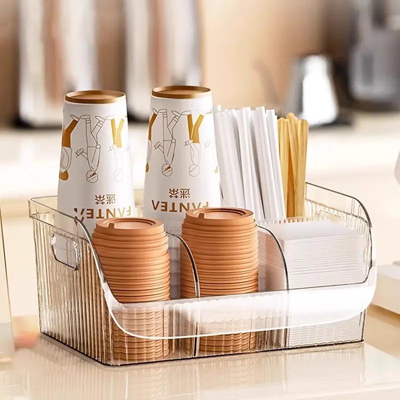 一次性纸杯收纳盒咖啡厅奶茶店吧台吸管纸巾茶包咖啡置物架杯架子