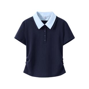 班尼路POLO领假两件短袖T恤女款2026春夏新款韩系学院风收腰上衣N