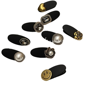 2个装~复古磨砂水钻小发夹女刘海侧边前额碎发发卡夹子头饰盘发器