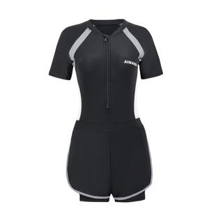 泳衣女连体平角温泉2025新款大码微胖200斤游泳馆专用竞速游泳装