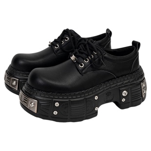 小众铆钉cos德比鞋男朋克金属厚底松糕大头鞋发型师休闲增高皮鞋