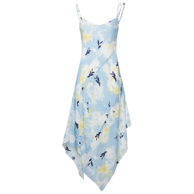 宝姿PORTSPURE女装舒适经典度假波嬉印花拼接吊带连衣裙