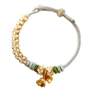 铃兰花编织手绳黄金转运珠diy手工半成品情侣手链本命年红绳女款