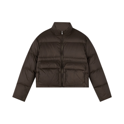 90白鸭绒口袋立领拉链羽绒服女