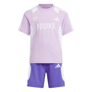 男女小童休闲足球风短袖套装儿童adidas阿迪达斯outlets轻运动