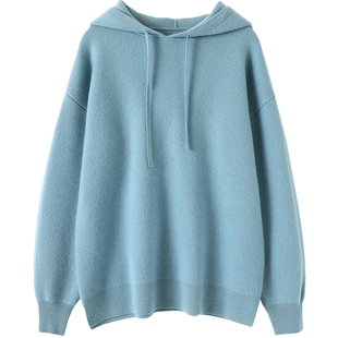 气质版型天花板~四平针连帽羊绒衫女卫衣加厚毛纯羊绒衣女冬宽松