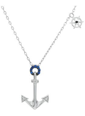 纯银船锚海军风格吊坠项链