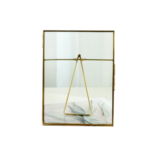 北欧金色玻璃复古相框标本框几何立体照片架婚礼摆台装饰7寸黑色