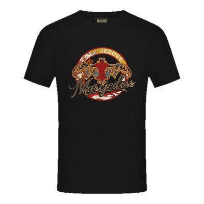 JEDOSS/爵迪斯男装春季新款经典LOGO金线刺绣短袖T恤潮HM552