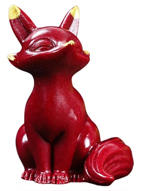 朱砂狐狸茶宠摆件雕刻手把紫金客厅工艺品装饰家居镇宅桌面招财