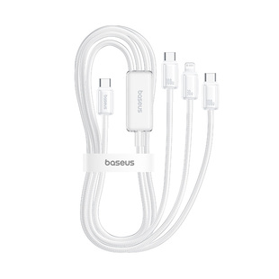 倍思充电线冰透三合一数据线一拖三多功能快充车载三头线适用苹果17手机华为typec安卓16官方平板iPhone15插