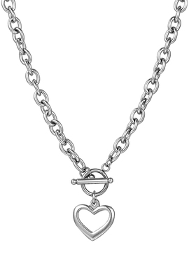 不掉色爱心锁骨钛钢项链女短款