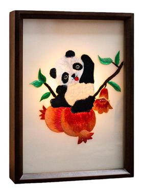 苏绣摆件小熊猫手工刺绣台灯