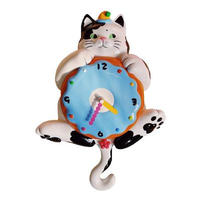 uodycco可爱客厅玻璃钢猫咪挂钟