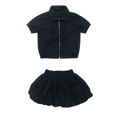 LONSLAN黑色休闲短款套装