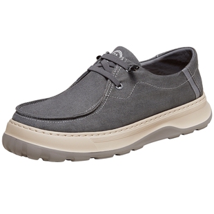 骆驼2026春季新款真皮松紧带一脚蹬加绒厚底舒适透气男士休闲鞋