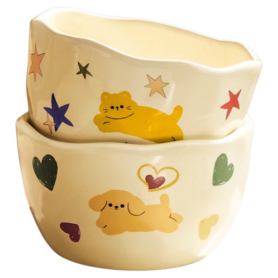 墨色可爱陶瓷饭碗家用2025新款高颜值吃饭碗好看的米饭碗个人专用