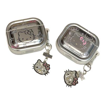 电镀银线条kitty吊坠耳机套