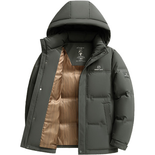 雪中飞羽绒服男款连帽加厚保暖鸭绒服拼色休闲百搭中青年冬天外套