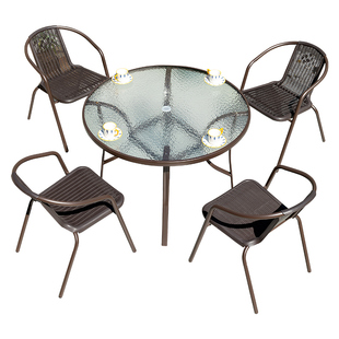 户外桌椅组合露天阳台花园藤椅三件套铁艺室外休闲庭院餐桌椅套装