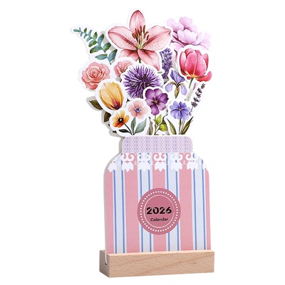 2026马年新款花艺台历定制ins简约计划本创意卡片式月历小台历打卡学生记事本桌面摆件可爱小号订制定做logo