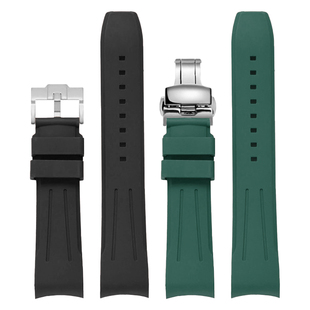 弧口氟橡胶表带男适配欧米茄浪琴名匠先行者祖鲁精工西铁城康卡斯