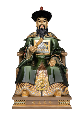 胡三太爷太奶神像铜彩摆件