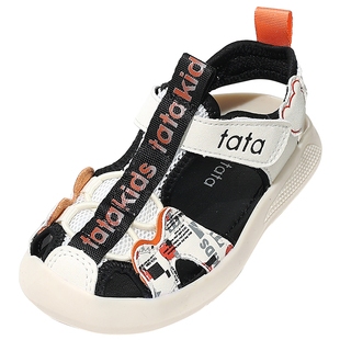 TATA他她童鞋女童夏季轻便透气运动凉鞋软底包头鞋男童时尚沙滩鞋