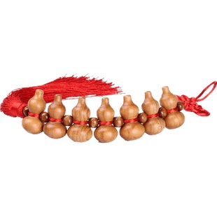 桃木葫芦串五帝钱挂件木雕门对门五帝钱真品吉祥结中国结桃木葫芦