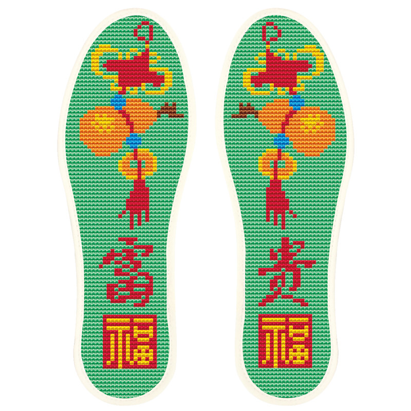 新款七层十字绣刺绣鞋垫男女透气吸汗防臭结婚印花手工针孔半成品