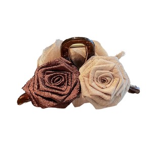 干枯玫瑰抓夹女夏天盘发头饰2025新款高端发夹子鲨鱼夹大号发量多