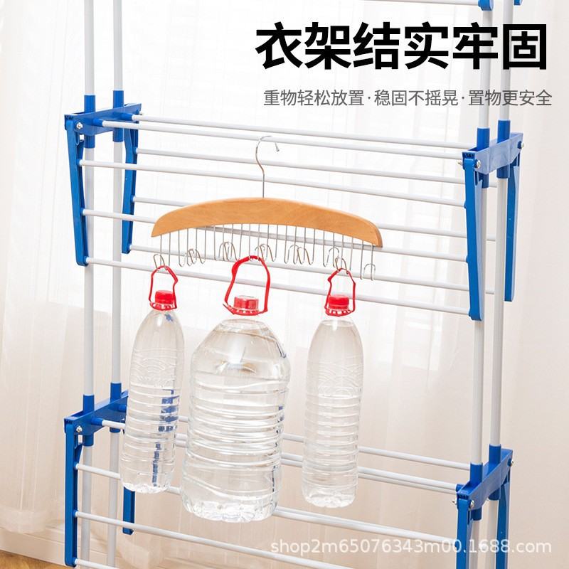 落地式毛巾架折叠移动三层晒衣晾衣架置物架伸缩架移动多功能阳台