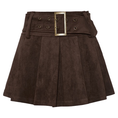 MOUSSY春季新品复古学院风A字简约百褶半身裙女028IAA31-1017