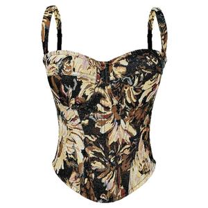 莫奈花园提碎花外穿鱼骨胸衣钢圈背心吊带短款上衣打底内搭抹胸垫