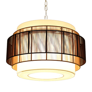 新中式丝线羊皮纸吊灯餐厅书房卧室现代装饰灯别墅样板间定制灯具