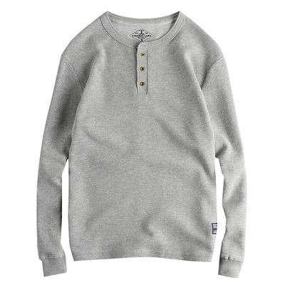 280G柔软华夫格亨利领长袖T打底