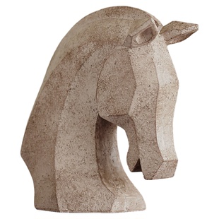 栗石侘寂风仿洞石抽象马头雕塑摆件客厅办公室书房书柜装饰工艺品