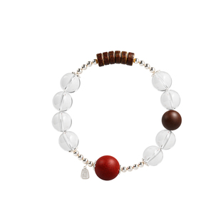 元气达人x至慈绛雪吟手串天然白水晶红棕合香珠手链送女友礼物