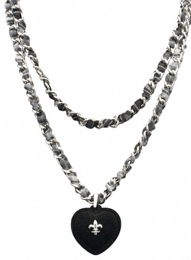 Oups！原创植绒爱心吊坠长项链