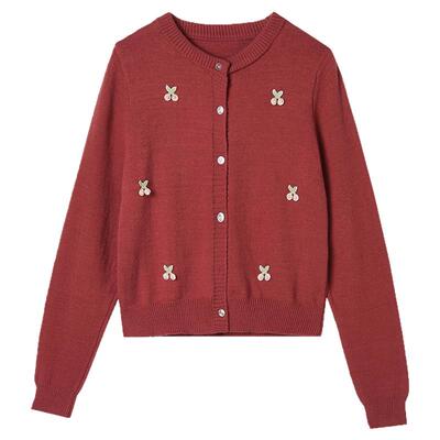 立体装饰上衣长袖针织外套