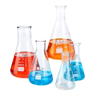 Labshark蜀牛玻璃锥形瓶三角烧瓶实验室喇叭广口50 150 500ml毫升