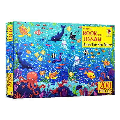 Usborne拼图游戏系列 海底迷宫拼图游戏书 英文原版 Book & Jigsaw Under the Sea Maze 儿童早教益智拼图玩具内含200片拼图8-10岁