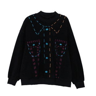 MOVEUP幻走2025冬季新款.FUN系列小高领绣花罗纹微收短款卫衣女