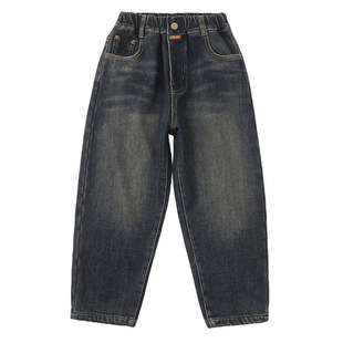 春秋款男童宽松休闲牛仔裤2026新款儿童中大童男孩春装阔腿初中生