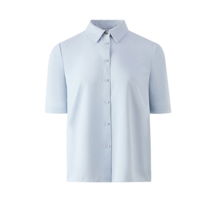 PRICH简约纯色翻领正肩短袖衬衫2026春季新款清爽淡雅通勤上衣女