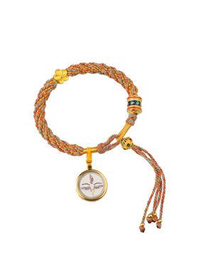 YUSTUDIO西藏手绘黄铜唐卡白度母手链转经轮本命年转运手绳饰品