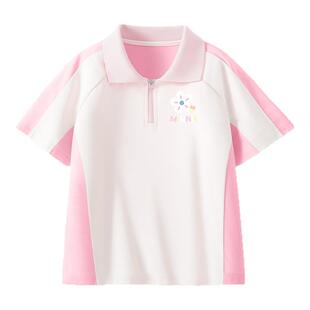 迪士尼儿童短袖t恤夏季洋气时髦女孩薄衣服2026新款夏装女童上衣C