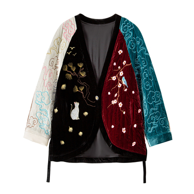 BANANACICI新中式绣花丝绒外套